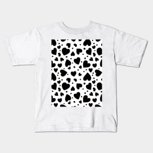 black hearts seamless pattern design print Kids T-Shirt